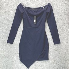 Lulus Curve Appeal Off The Shoulder Bodycon Dress Women's Size XS Navy Blue