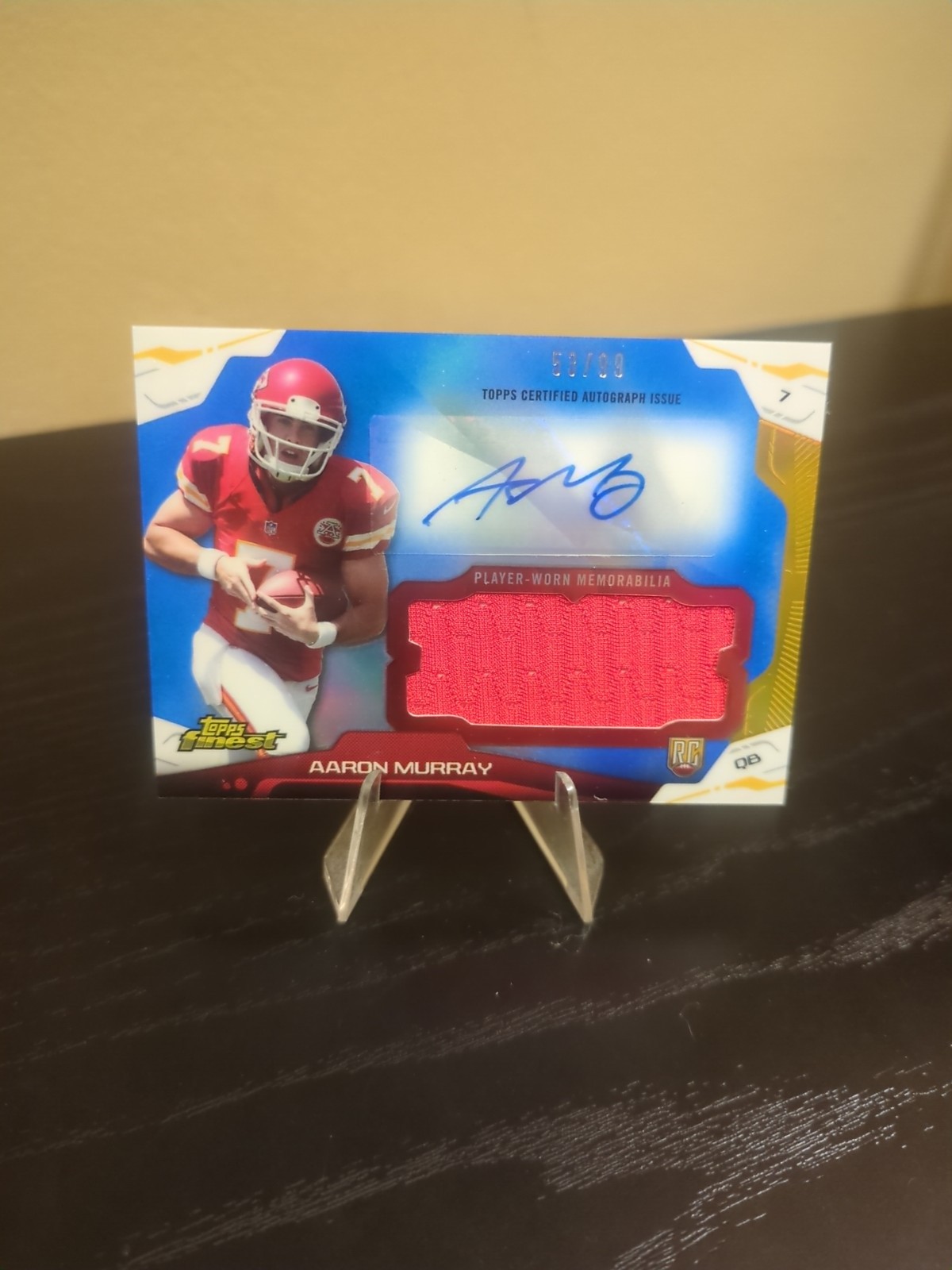 Aaron Murray Finest Autograph Jumbo Relic Refractor #AMU Blue Refractor