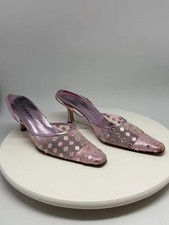 Vintage Rosanna lavender slingback heels, genuine leather, pointed toe, embroide