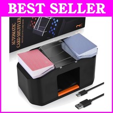Quiet Rechargeable Card Shuffler - 2 Decks, Auto.shuffle