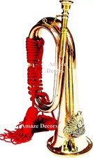 Brass Bugle With Red Rope Tassel Australian Military Forces Copper Plated Horn