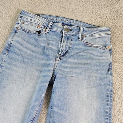 American Eagle Airflex+ Jeans Mens 30x34 Blue Light Wash Slim Straight Denim