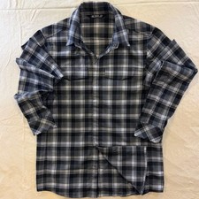 Arc'teryx Gryson Shirt Mens Medium Gray Black Flannel Plaid Long Sleeve