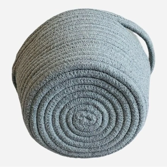 Pequeña cesta de almacenamiento de cuerda redonda con asas gris claro 9"x8"x5.5" Boho Chic Foto 4 de 4