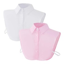 2 Pcs Fake Collar Detachable Dickey Collar Half Shirts for Women
