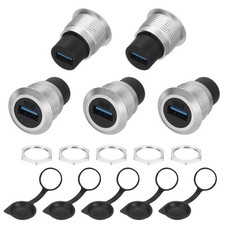 5Pcs USB 3.0 Panel Mount Coupler, USB Pass Through 5.0Gbps Silver