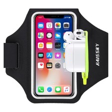 Running Armband with Earphone Bag   Water-Proof Sports Phone Holder up to 6.7"
