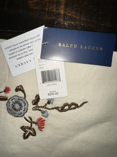 RALPH LAUREN HOME Macall Floral Embroidery Linen One Pillow Cover 18x18 NWT $255 - Picture 2 of 13