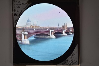 Blackfriars Bridge St Pauls London Hand-Tinted Magic Lantern Slide c1900s