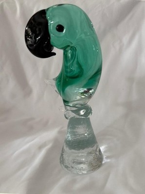 RARE VINTAGE HAND BLOWN MURANO ART GLASS 8'' TALL MULTI COLORED PARROT FIGURINE