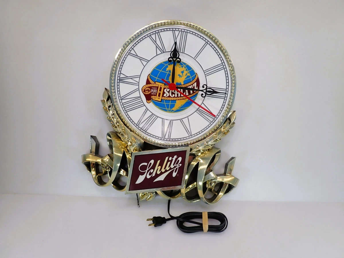 Vintage Beer Sign Clock In Collectible Schlitz Signs & Tins for