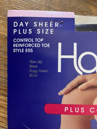 Hanes Too Day Sheer Plus Control Top Reinforced Toe Pantyhose 2Q Black - Picture 2 of 3