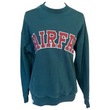 Fairfax University Crewneck Sweatshirt Made in USA Green Red Spellout Mens S M