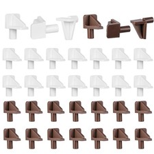 30 Pcs Shelf Support Pegs, 5 mm Plastic Shelf Pegs Brown White Shelf Pins, Shelf
