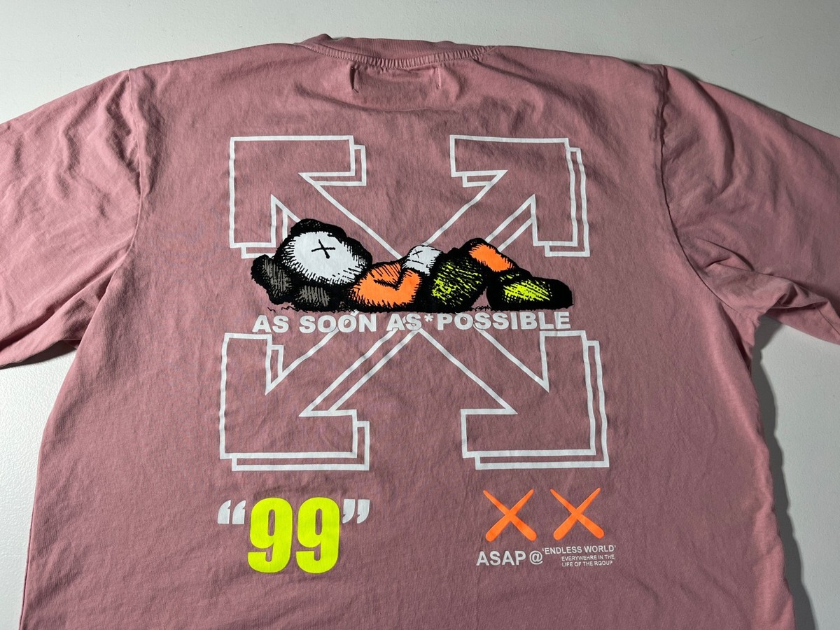 Men's Off-White x KAWS XX T-Shirt Virgil Abloh Double-Sided Sz XXL