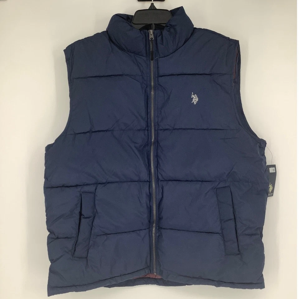 Chaleco acolchado U.S. Polo Assn para hombre XL azul marino firma cremallera completa exterior HR1-18 Foto 3 de 4
