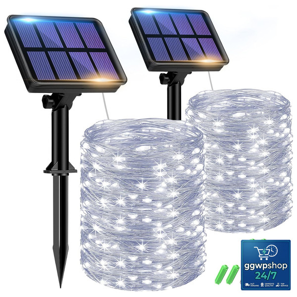 Solar Lichterkette Outdoor 2X15M Wetterfest FüR Garten Terrasse Balkon 2 StüCk-image