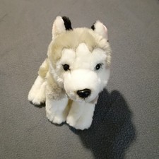 FAO Schwarz Siberian Husky Plush Puppy Dog Stuffed Animal RARE Blue Brown Eyes