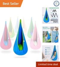 Blue Kids Hammock Swing - Safe Cotton Sensory Seat for Indoor/Outdoor Relaxation