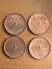 Canada 4 x 1967 1 Cent Copper One Canadian Penny Coin