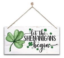 St. Patrick's Day Decorations Shamrock Wooden Door Wall Hanging Sign Gift