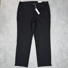 Chico's Black Pull On Straight Leg Trousers Size 3 US 16 Gold Hardware New NWT