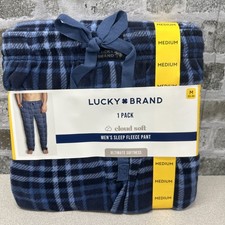 Lucky Brand Cloud Soft Men's Medium Sleep Fleece Pant, Button Fly, Side Pockets