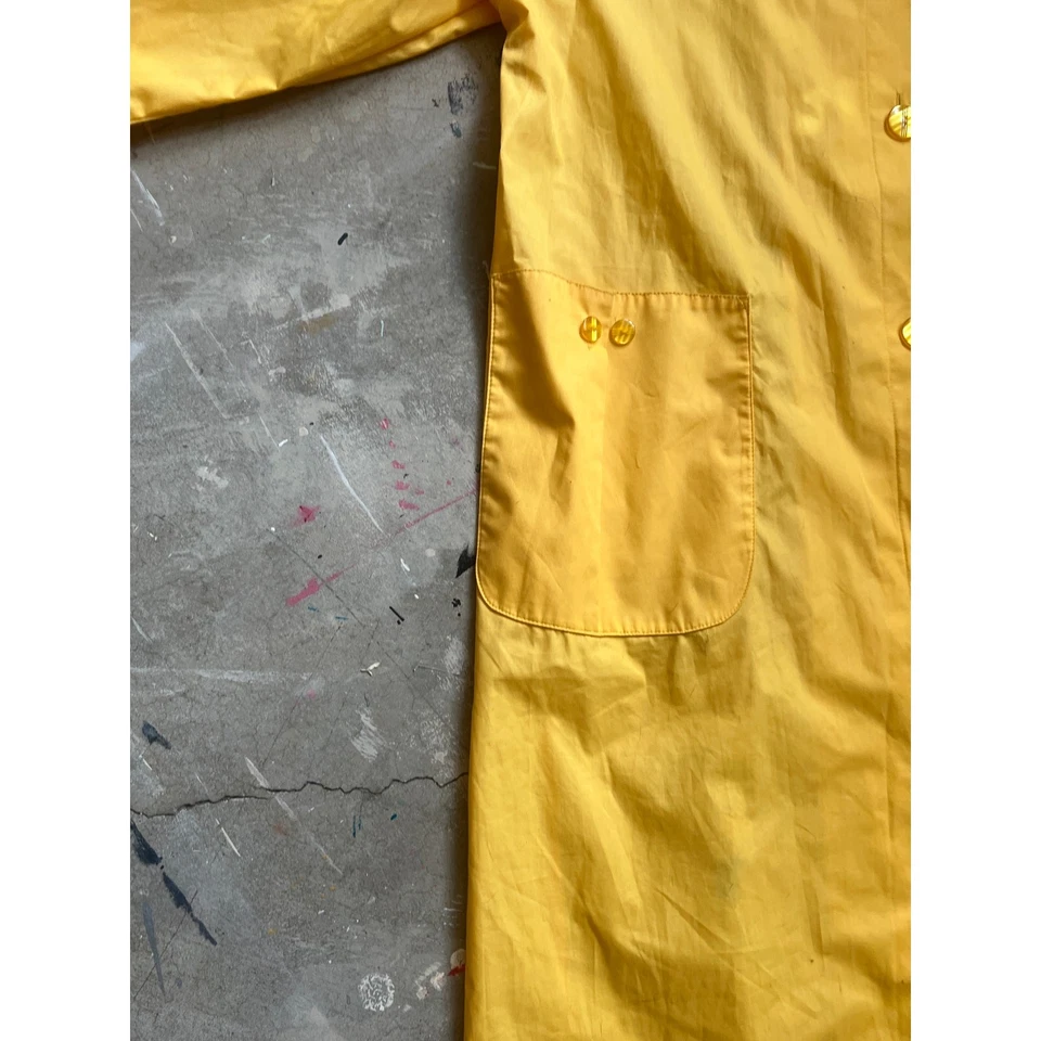 Vintage Trench Coat, Jacket, Yellow, 1990s 80s Handpainted, Bunnies Sun Applique - Image 4 of 4