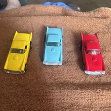 3 Loose 164 Hot Wheels 1987 Redyellow Light Blue 57 T-bird Black Wall Tires