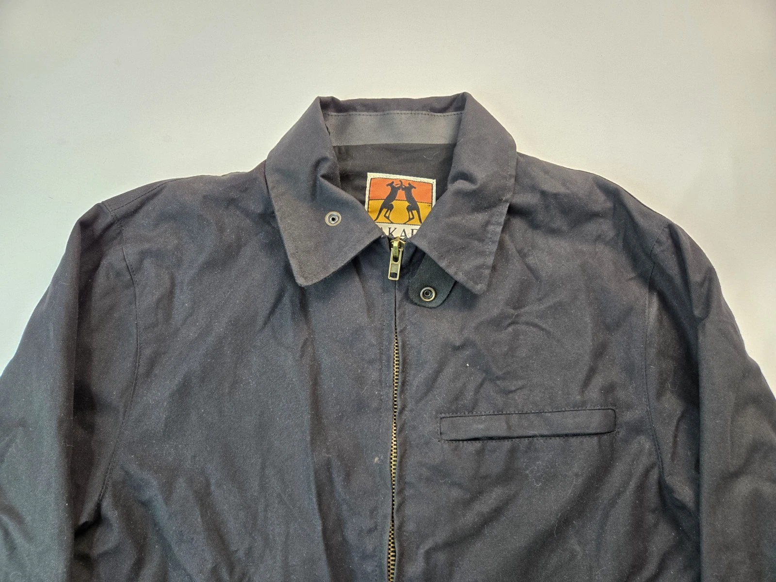 Kakadu Traders Australia Oilskin Waxed Black Detroit Style Jacket Mens Small S image 3
