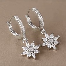 Women's stainless steel star-shaped earrings with sparkling cubic zirconia.