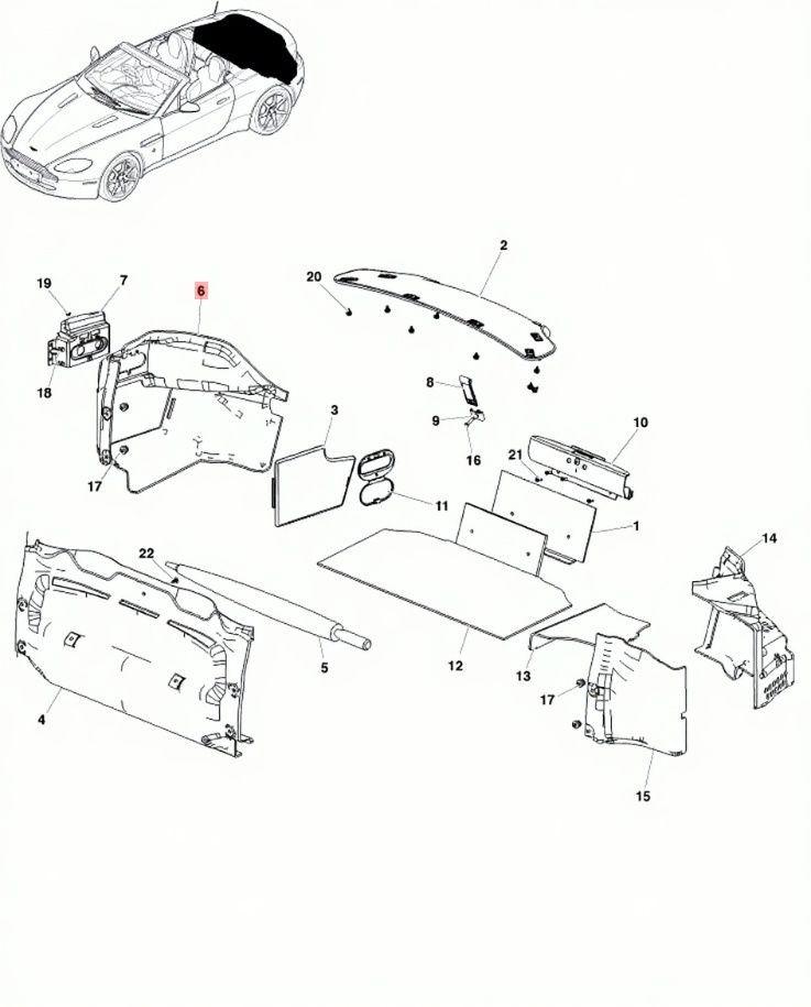 06-16 ASTON MARTIN V8 VANTAGE REAR RIGHT TRUNK QUARTER PANEL TRIM COVER OEM