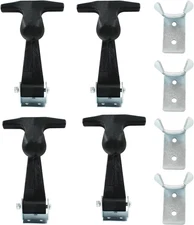 4 Pcs Rubber Flexible Hood Catch, Black T-Handle Draw Latches with Brackets Stai