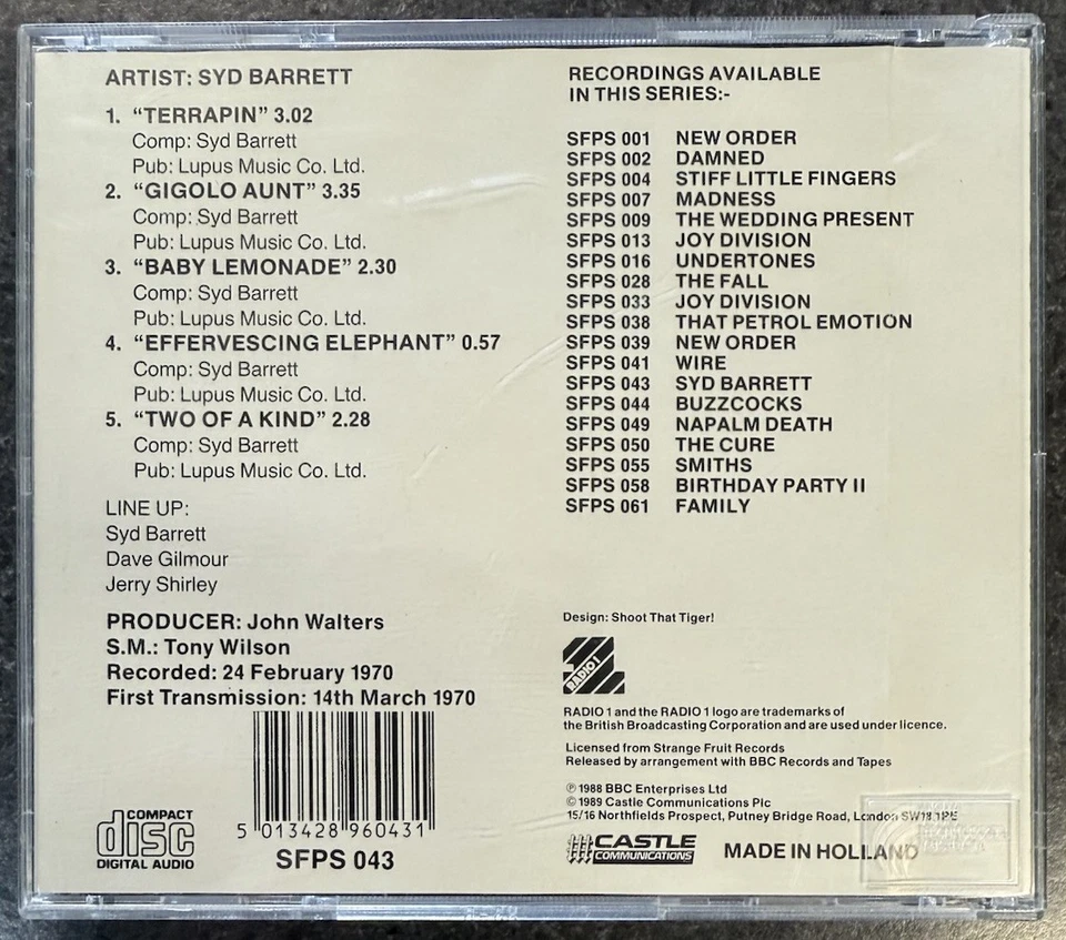 SYD BARRETT - The Peel Sessions CD EP 1989 Good Cond. BBC Pink Floyd FREE POST - image 2 of 3