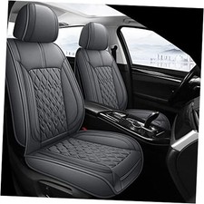 Leather Car Seat Covers Front Pair, Waterproof Breathable FRONT SET B-GRAY