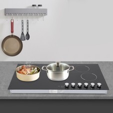 5-Burner Electric Cooktop LED Electric Stovetop 900W+600W+900W+1000W+600W 110V