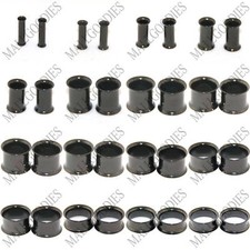 V003 Black Double Flare Saddle Flesh Tunnels Earlets Plugs Gauges 10G to 2" PAIR