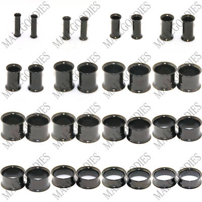 V003 Black Double Flare Saddle Flesh Tunnels Earlets Plugs Gauges 10G to 2'' PAIR