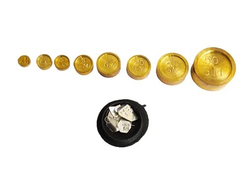 Antigua escala de equilibrio de joyería esmaltada de latón con caja de terciopelo peso orfebre - Imagen 4 de 5