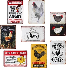 8 Pack Chicken Coop Accessories Funny Chicken Coop Signs Decor Metal Signs Ch...