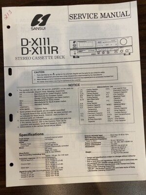 SANSUI D-X111 D-X111R Service Manual **ORIGINAL**