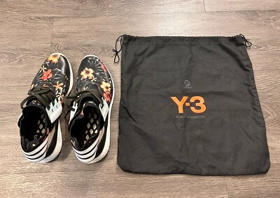 Adidas Y-3 Yohji Yamamoto Retro Boost Black Floral Sneakers with Bag US8**READ**