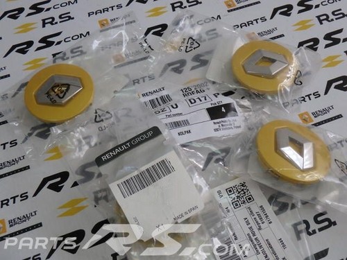 4x New GENUINE Renault Sport CLIO III RS 197 200 Caps center wheel SIRIUS JAUNE - Picture 2 of 18