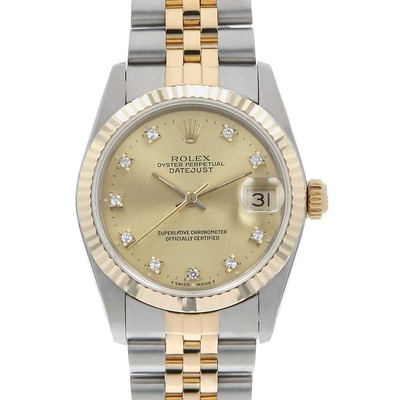 ROLEX Datejust 10P Diamond 68273G Champagne Gold R Nummer gebraucht Jungen (...