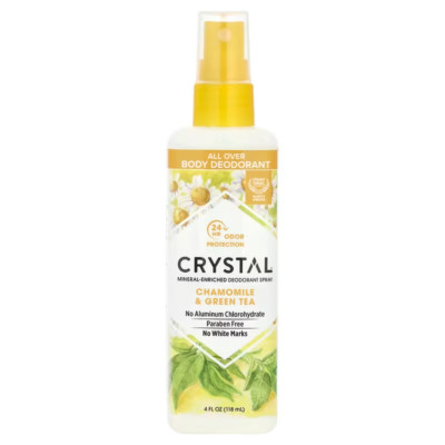 CRYSTAL, mineralangereichertes Körper-Deodorant-Spray, Kamille & grüner Tee, 4 flüssige Unzen (