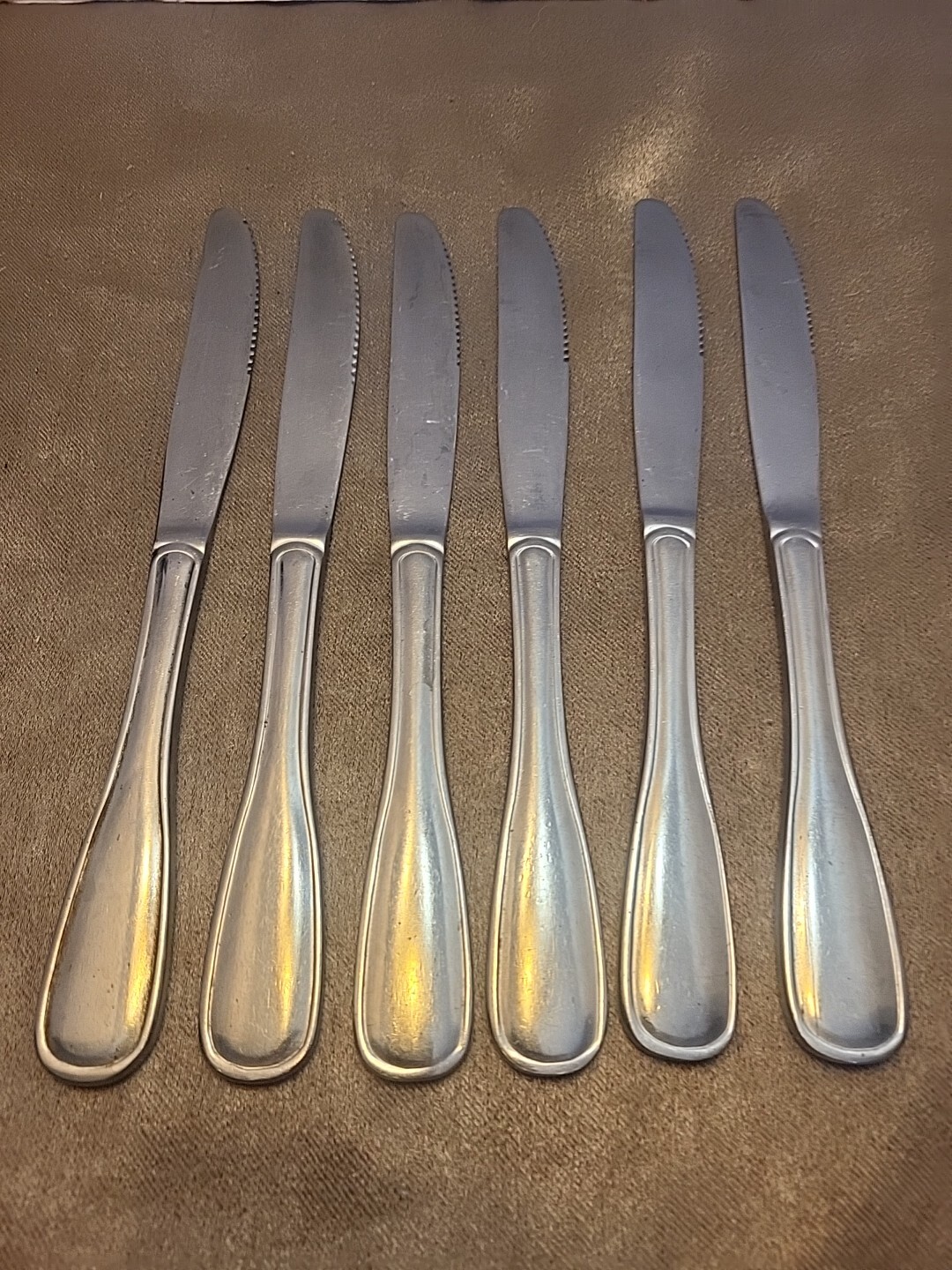 Vintage STANLEY ROBERTS STAINLESS 18/8  SET ( 6 ) Dinner KNIVES
