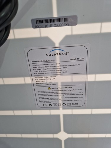 Pannello Solare Monocristallino Fotovoltaico 150W - 120x70cm - Foto 2 di 2