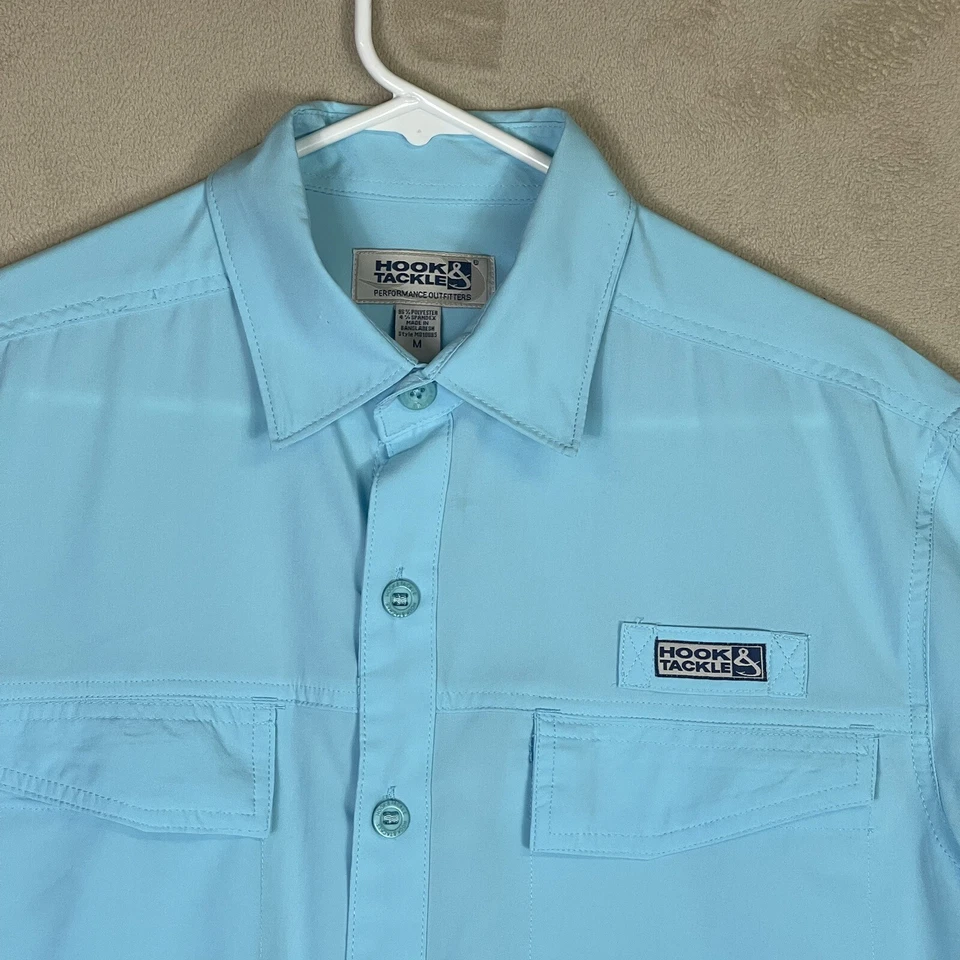 Camisa de Pesca Hook&Tackle Performance Para Hombres M Azul Ventilada Manga Corta Bolsillo con Cremallera Foto 2 de 4