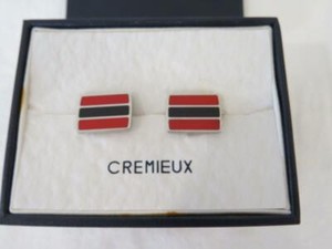 NIB Cremieux Silver Tone Red & Black Rectangle Cuff Links 10x15 mm NWT $75
