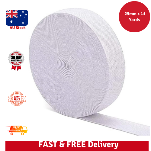 Elastic Band Elastic Sewing 1" Wide Waistband 25Mm X 11 Yards Elasticos White - Picture 1 of 3
